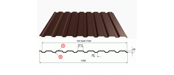 Профнастил коричневый оцинкованный  RAL 8017 С-20 купить недорого в Троицком