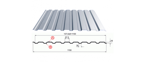 Профнастил оцинкованный С-20 1100x2500 купить недорого в Троицком